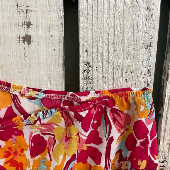 Gomorn Floral Print One Shoulder Top Size‎ XL Orange Red Boho Whimsical Cottage - Picture 3 of 9